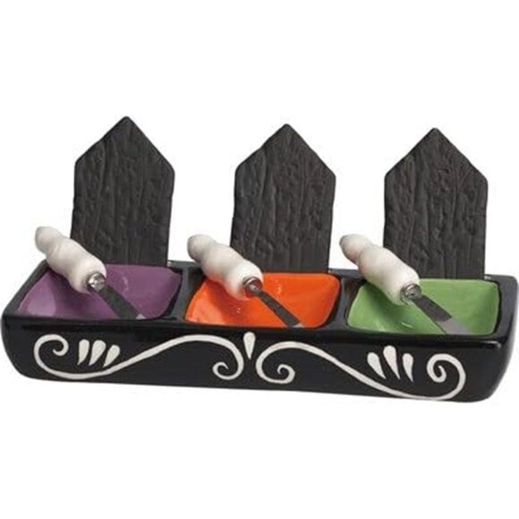 Halloween-Themed Ceramic Dip Bowl Set With Spreaders - Picture 1 of 2